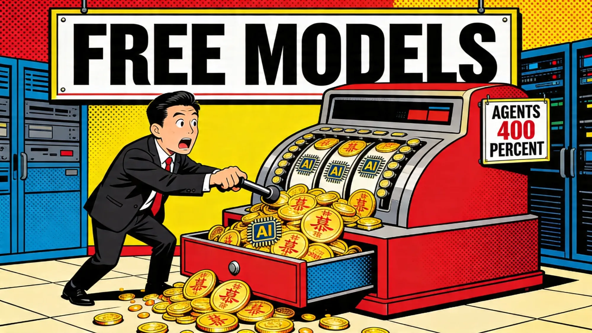 Cash register overflowing with Chinese AI tokens