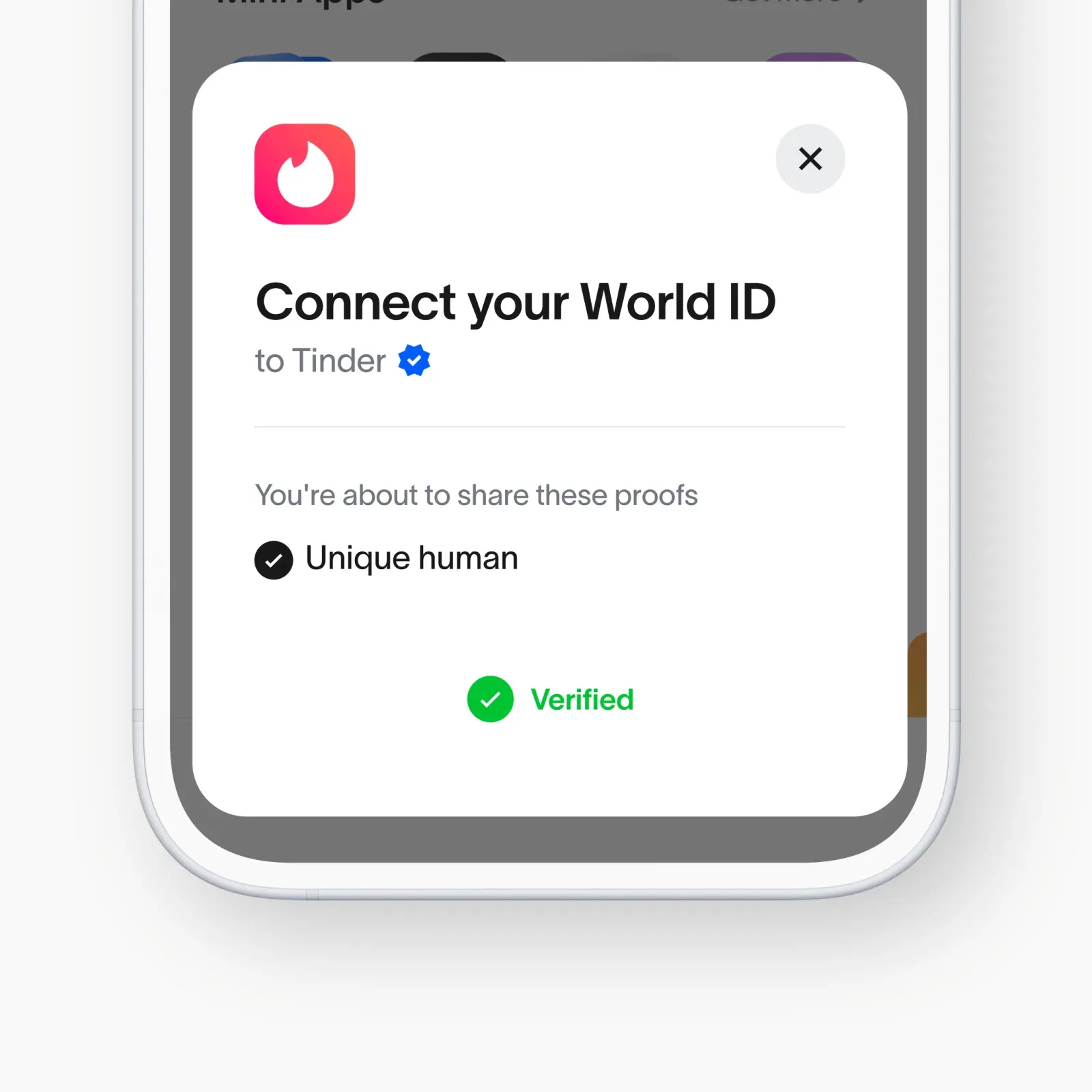 Tinder Verified Human profile detail