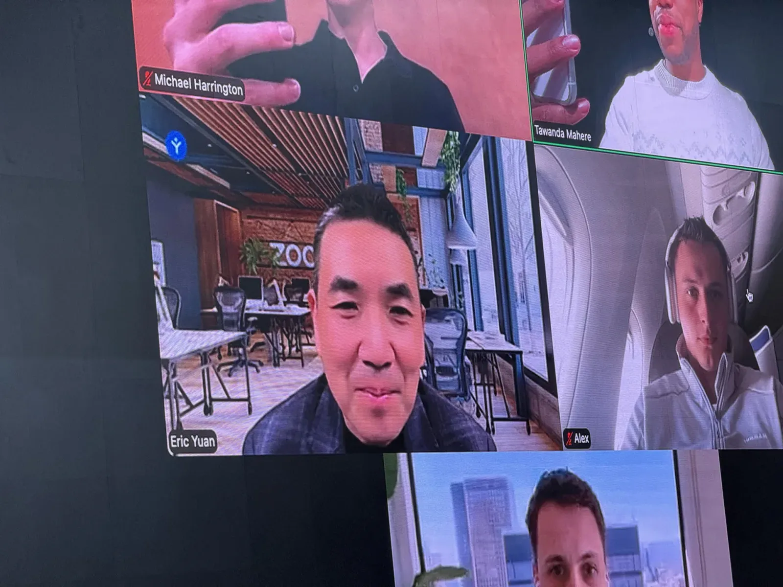 Zoom founder Eric Yuan appearing via Zoom on the Lift Off main screen