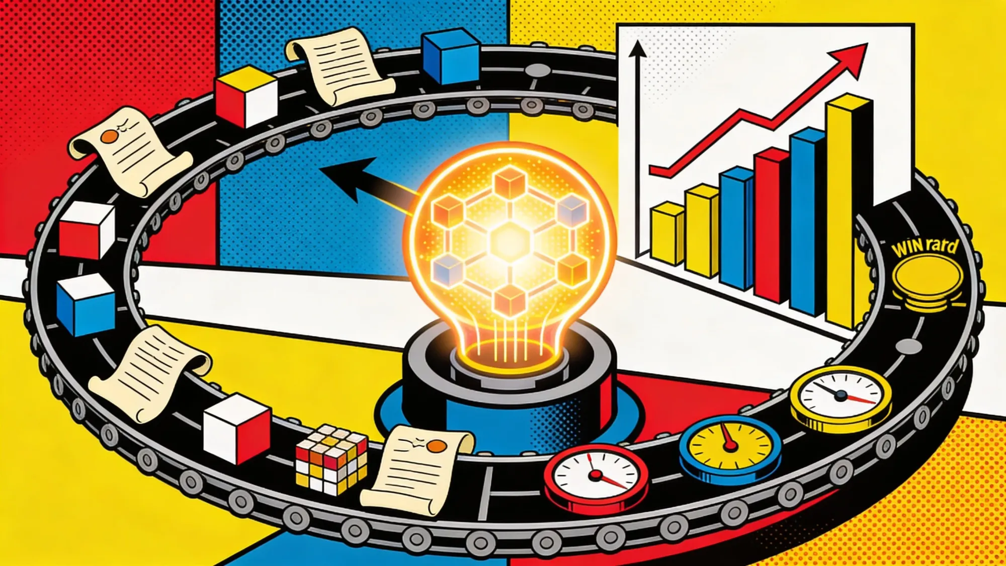 Automated AI training lab with self-running conveyor loop