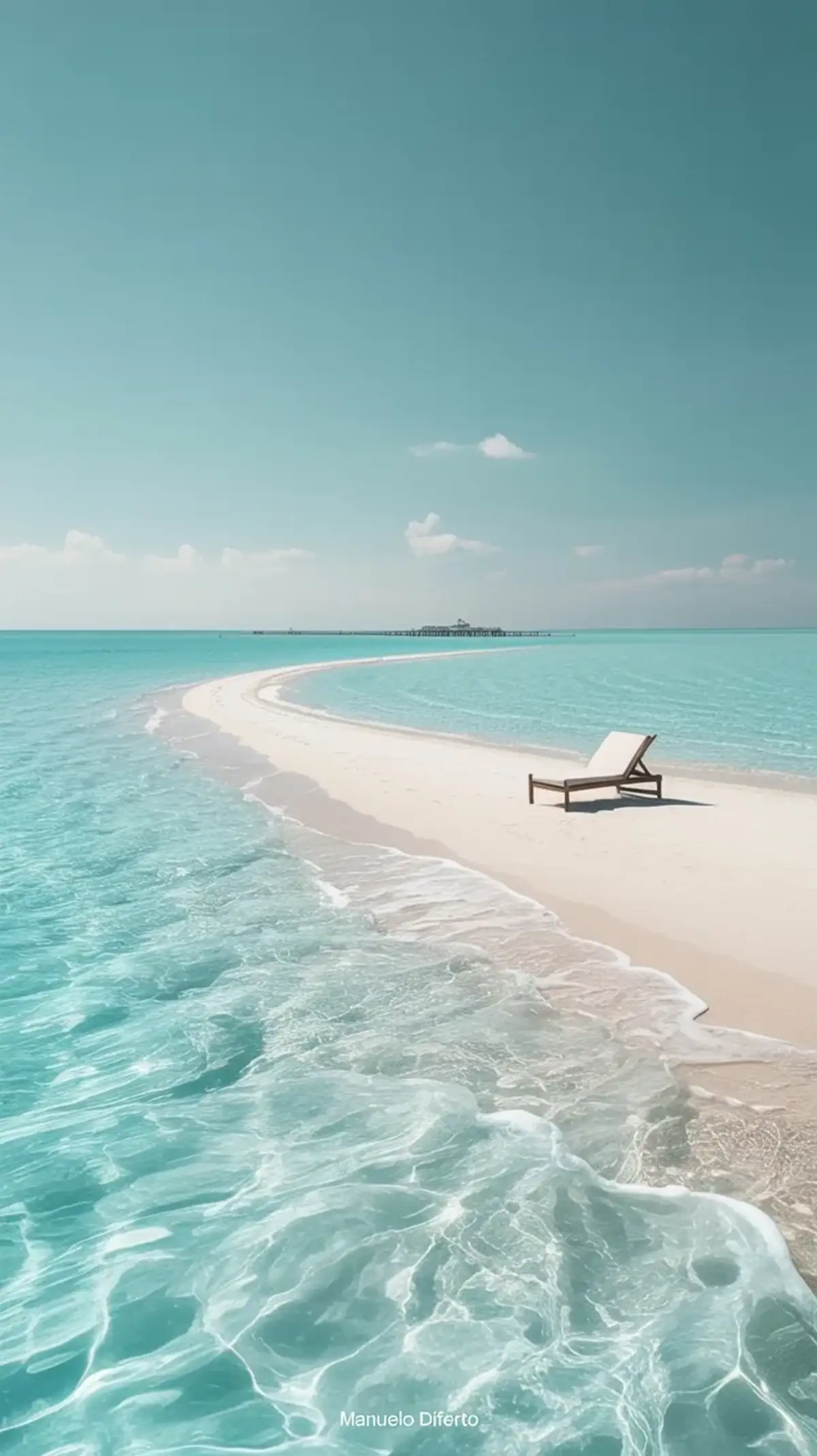 Aerial sandbar with turquoise water