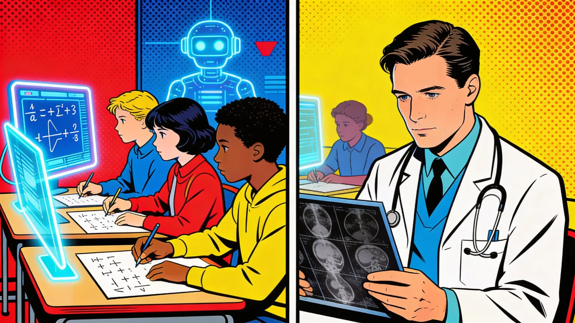 AI learning classroom split