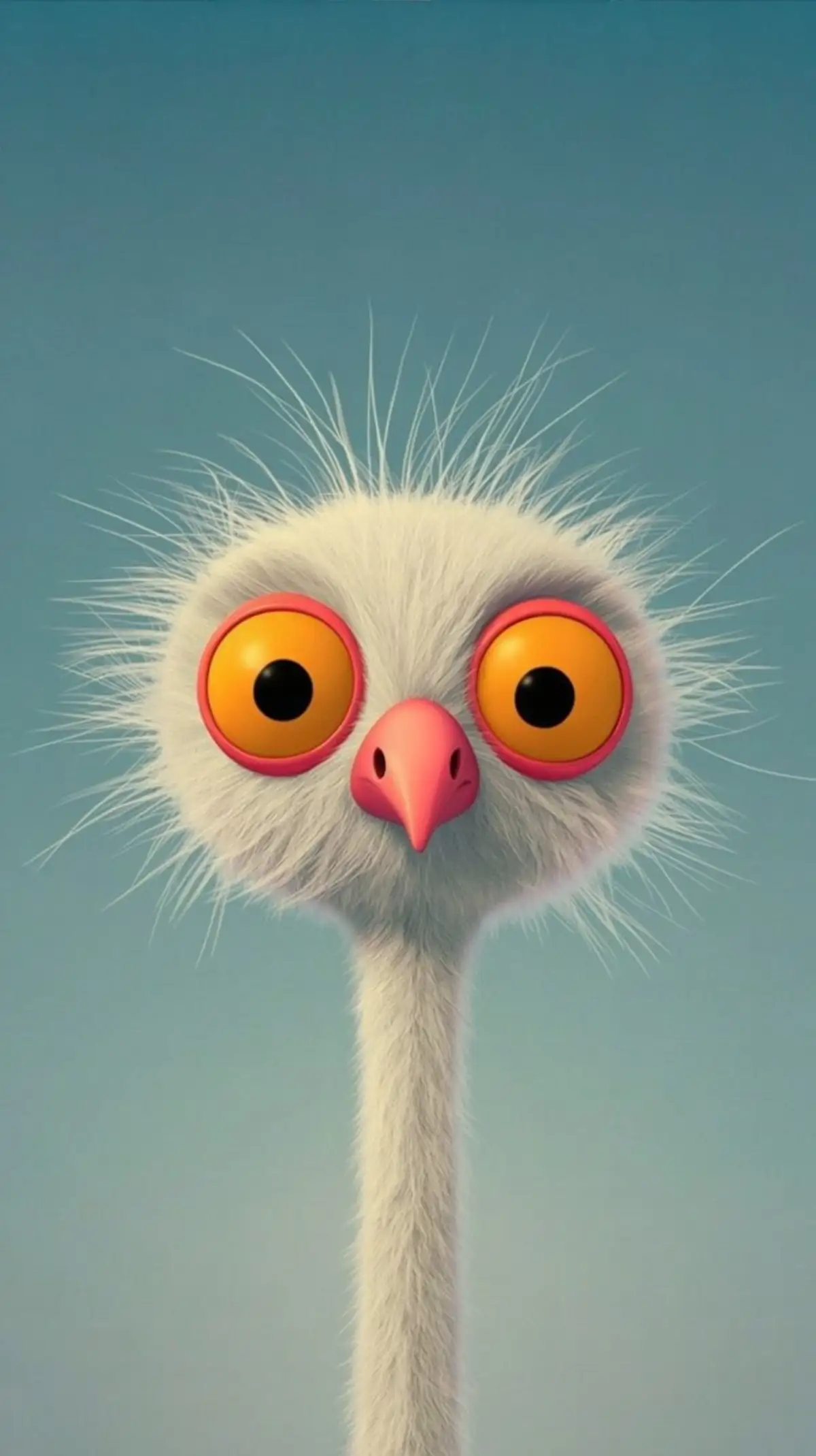 Wide-eyed cartoon ostrich