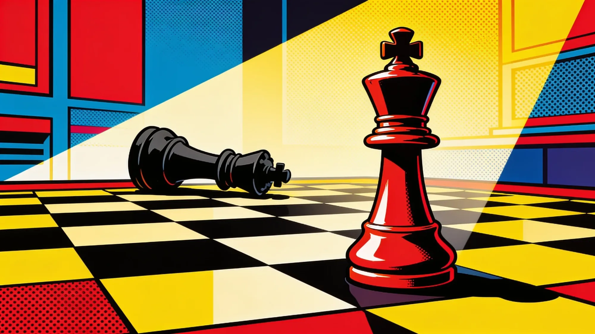 Chess queen advancing across a near-empty board