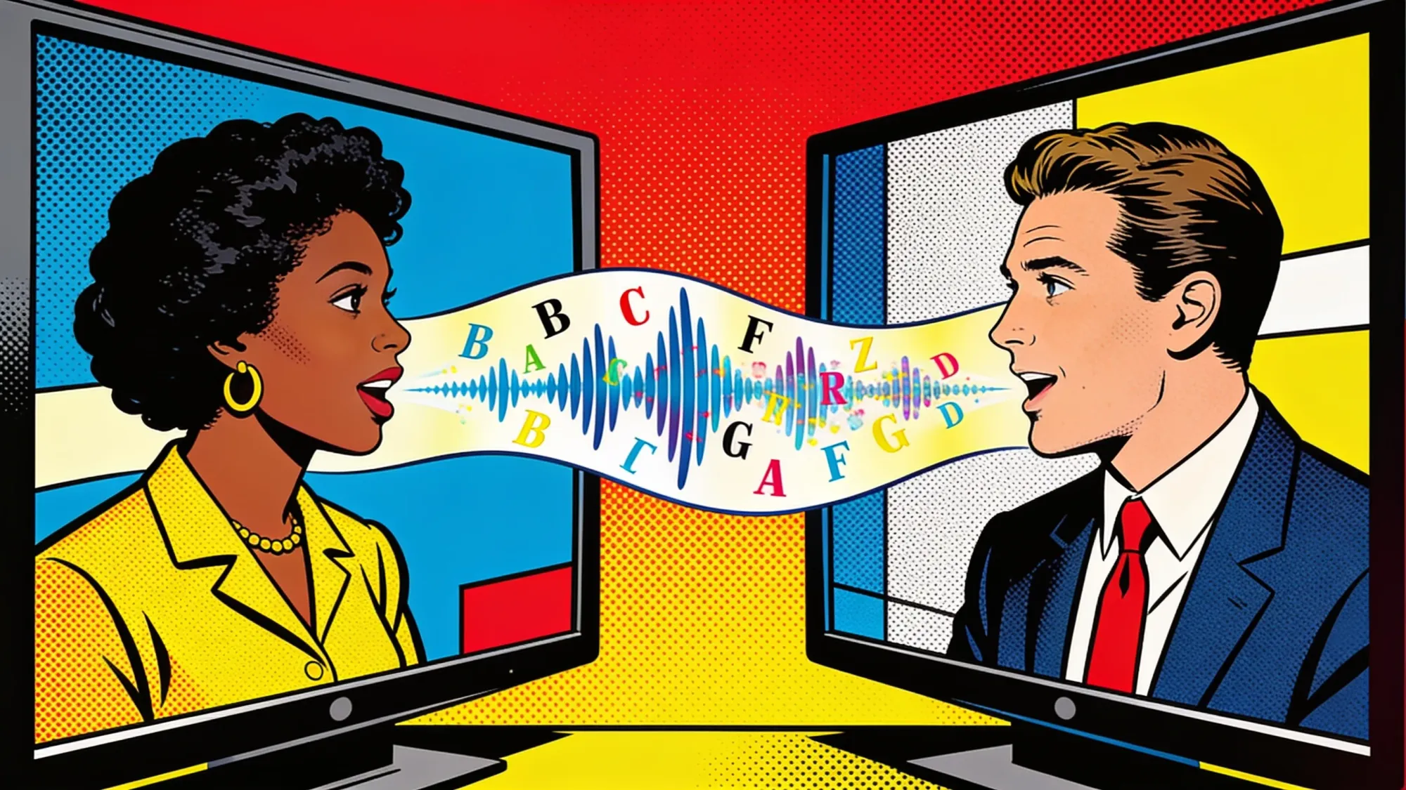 Translated speech flowing between two people on a video call