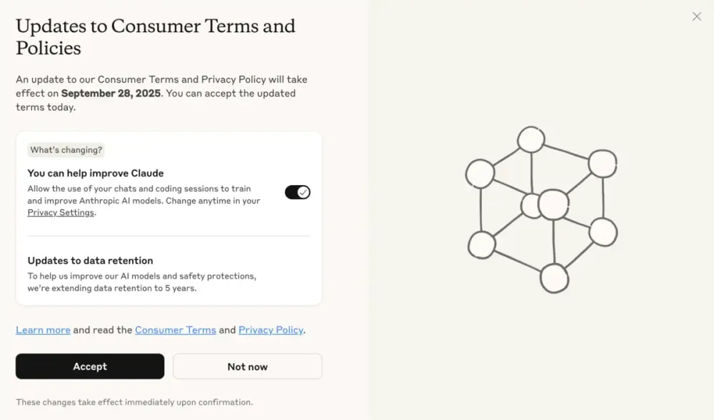 Anthropic’s five-year data plan for Claude consumer users