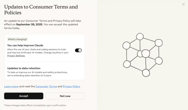 Anthropic’s five-year data plan for Claude consumer users